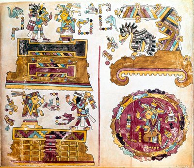 Mixteekse beschaving: Mixteekse Codex met illustraties van dagelijkse activiteiten door Mixtec Mixtec