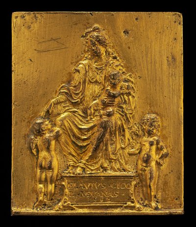 Madonna en Kind op de Troon met Twee Engelen door Moderno