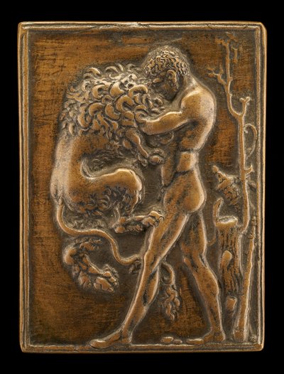Staande Hercules met de Nemeïsche Leeuw, ca. 1488-1489 door Moderno