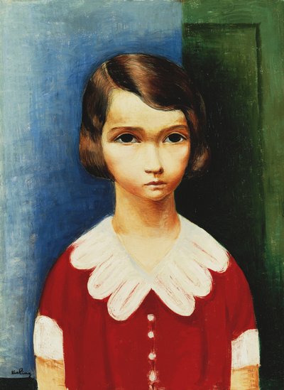 Meisje in een rood shirt door Moise Kisling