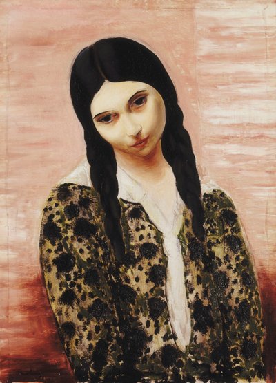 Meisje zittend op matten; Jeune Fille assis aix Nattes door Moise Kisling