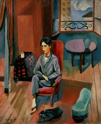 Portret van Jean Cocteau in zijn atelier door Moise Kisling