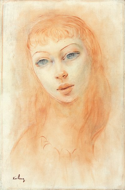 Portret van een vrouw (olieverf op doek) door Moise Kisling