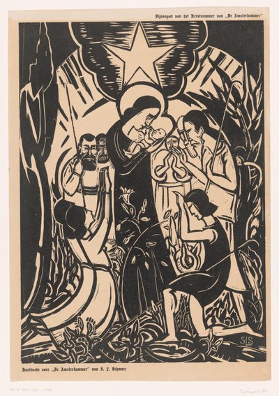 Aanbidding der herders door Mommie Schwarz (signed by artist)