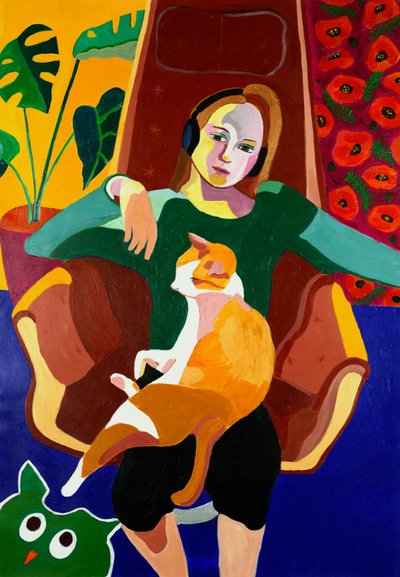 Gezellig meisje en kat door Monica Prentice