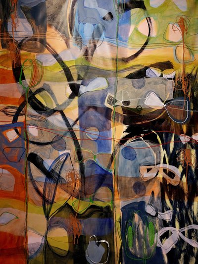 Kleurrijke abstracte stroming door Monika Riethmueller