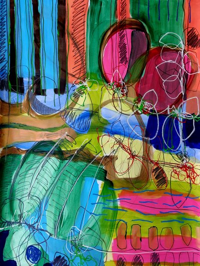 Levendige abstracte penseelstreken door Monika Riethmueller