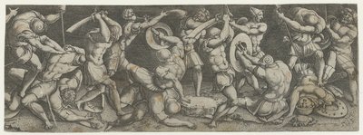 Gevecht tussen Romeinse soldaten door Monogrammist AC