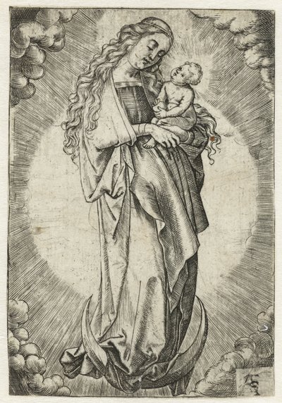 Maria met kind op een maansikkel door Monogrammist ASF