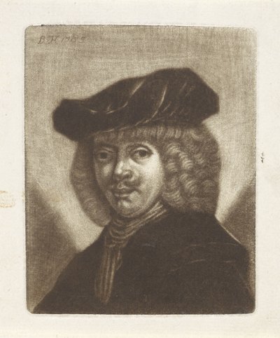 Buste van een man met een baret door Monogrammist BVH