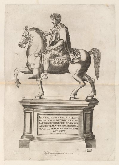Ruiterstandbeeld van Marcus Aurelius door Monogrammist CB after Nicolaus Beatrizet