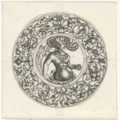 Rond blad met Lucretia door Monogrammist CG (Duitsland)
