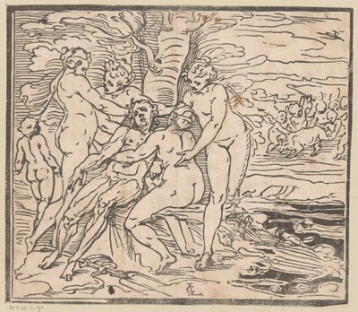 Venus treurt om de dood van Adonis door Monogrammist GGN (attributed to)