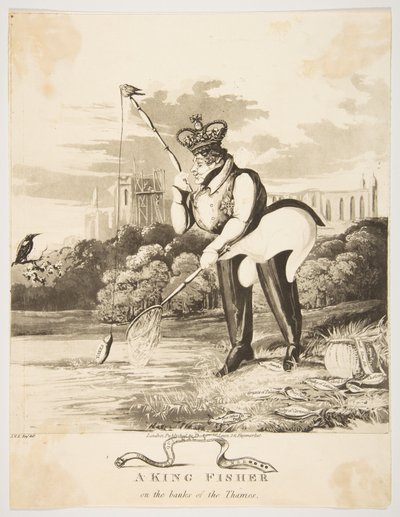 Een ijsvogel aan de oevers van de Theems door Monogrammist JVS