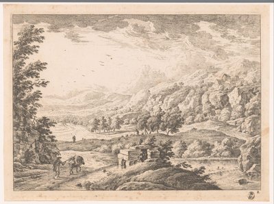 Landschap met rivier door Monogrammist MEG