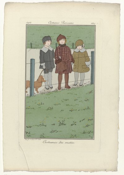 Journal des Dames et des Modes, Costumes Parisiens, 1914, No. 147: Costumes du matin door Monogrammist MFN