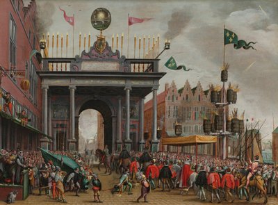 Blijde Intrede van de Hertog van Anjou in Antwerpen op 19 februari 1582 door Monogrammist MHVH