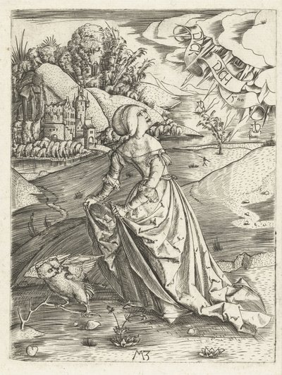 De vrouw met de uil door Monogrammist MZ
