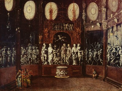 Jerobeam in de tempel van de heidense goden door Monsu Desiderio