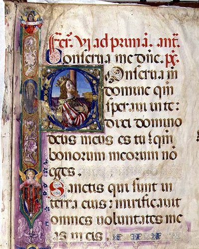 Ms 543 f.1r Geïllustreerde initiaal 
