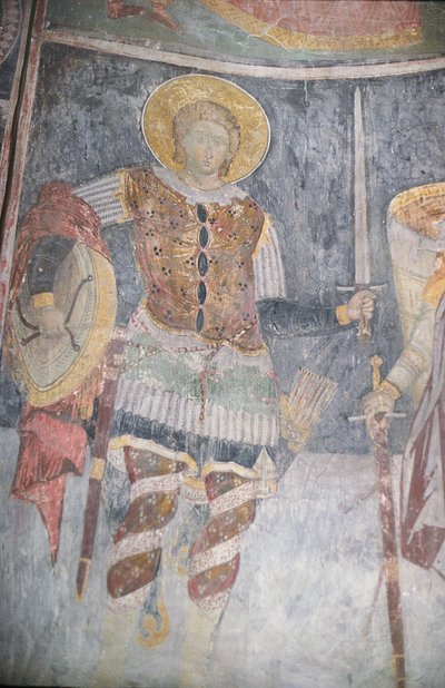 Fresco van St. Procopius in de kerk, 1413-17 door Morava School