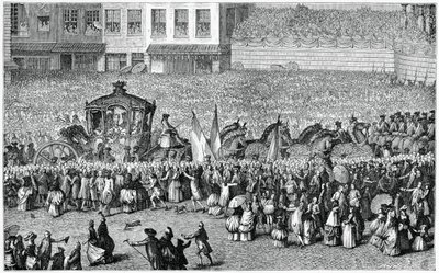 Paard-en-wagen in een parade, 1782, 1885 door Moreau