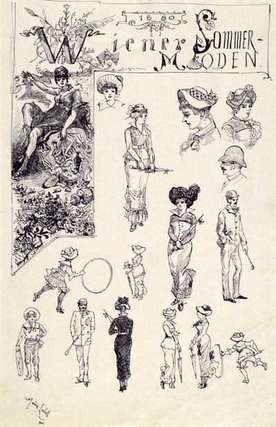 Weense typen 1880 (Weense zomermode) door Moritz Ledeli