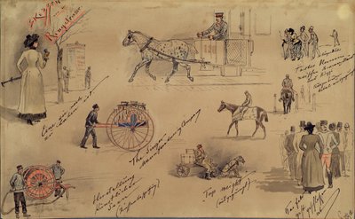 Weense typen 1883 (schetsen van de Ringstraße) door Moritz Ledeli