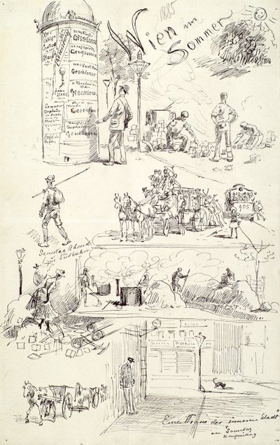 Weense Typen 1885 (Wenen in de Zomer) door Moritz Ledeli