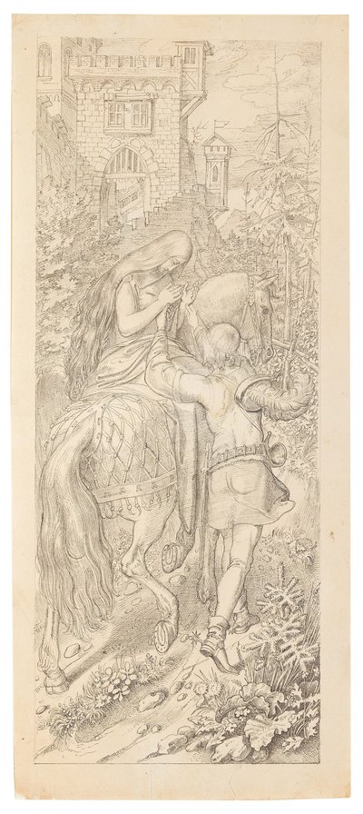 Een scène uit het sprookje De zeven raven en hun trouwe zus, 1830-1831 door Moritz Ludwig von Schwind