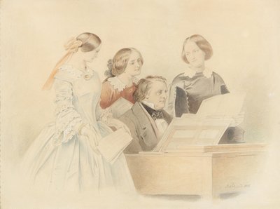 De repetitie met Franz Lachner, 1858 door Moritz Ludwig von Schwind