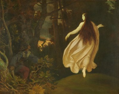 Verschijning in het bos (uit Doornroosje), voor 1858 door Moritz Ludwig von Schwind
