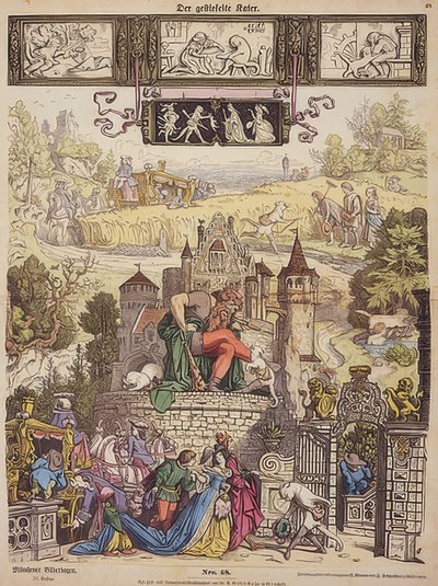 De gelaarsde kat (Münchener Bilderbogen nr. 48) door Moritz Ludwig von Schwind