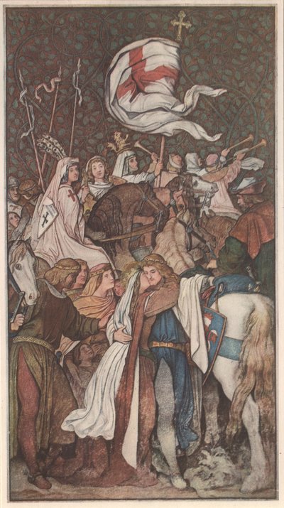 Lodewijk de Heilige neemt afscheid van zijn vrouw Elisabeth door Moritz Ludwig von Schwind