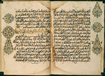 Een Koran geschreven in Maghribi schrift, Or. 1405, ff.370v-371 door Moroccan School