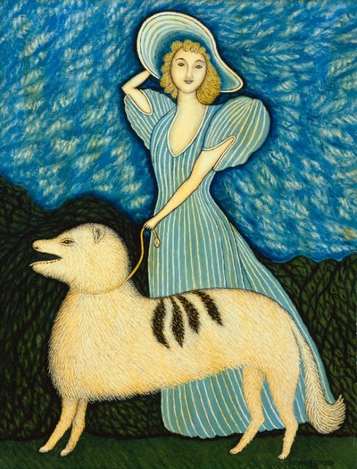 Meisje met Hond door Morris Hirshfield