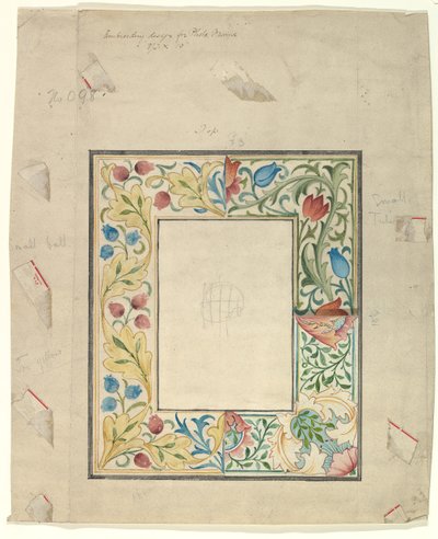 Borduurontwerp voor een lijst, No. 098 door Morris and Co
