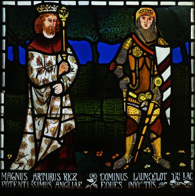 Koning Arthur en Sir Lancelot, 1862 door Morris and Co.