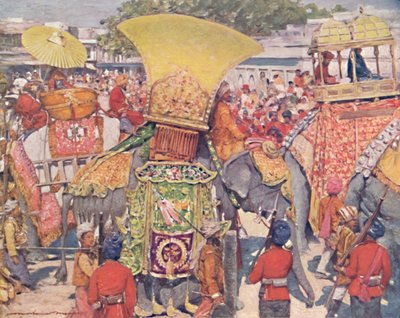 Birmese olifanten bij de staatsintrede, 1903 door Mortimer L Menpes