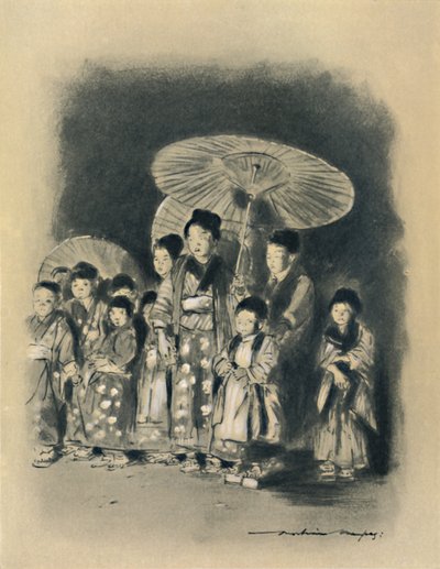 Kinderen kijken naar een toneelstuk, 1903 door Mortimer L Menpes
