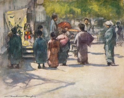Voor de kraam, ca. 1887, 1901 door Mortimer L Menpes