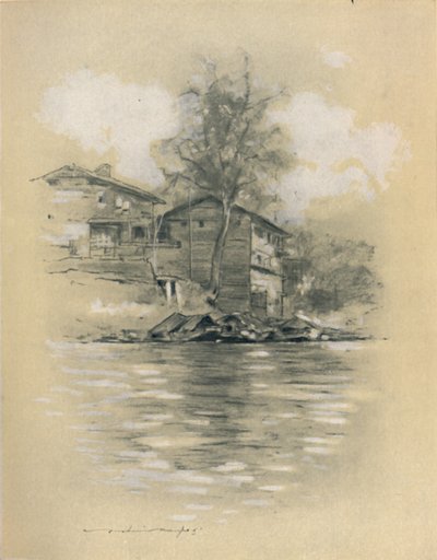 Rivierwoning in Srinagar, 1903 door Mortimer L Menpes