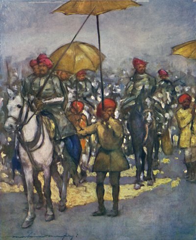 De wachters van de Shan-hoofden bij de inheemse parade, 1903 door Mortimer L Menpes