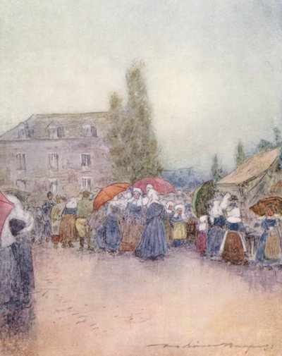 Een regenachtige dag op de kermis door Mortimer Ludington Menpes