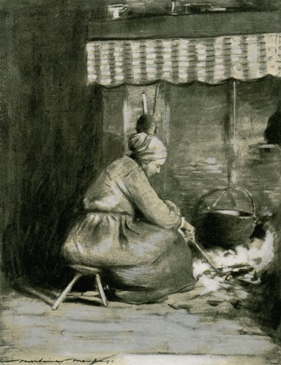 Een ouderwetse haard door Mortimer Ludington Menpes