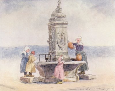 Bij de fontein, Concarneau door Mortimer Ludington Menpes
