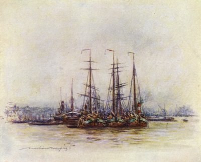 Nederlandse Boten bij de Toren door Mortimer Ludington Menpes