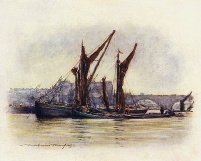 Hooiboten bij Westminster Bridge door Mortimer Ludington Menpes