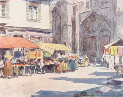 Buiten de Kathedraal, Quimper door Mortimer Ludington Menpes