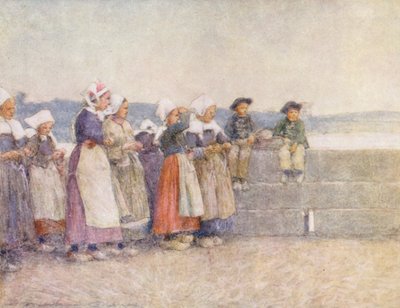 Wachten op de vissersvloot, Concarneau door Mortimer Ludington Menpes